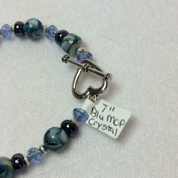 FINAL SALE PRICE Mother of Pearl, Hematite & Crystal Bracelet - Picture 2 of 4